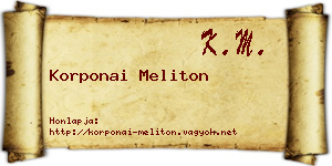 Korponai Meliton névjegykártya